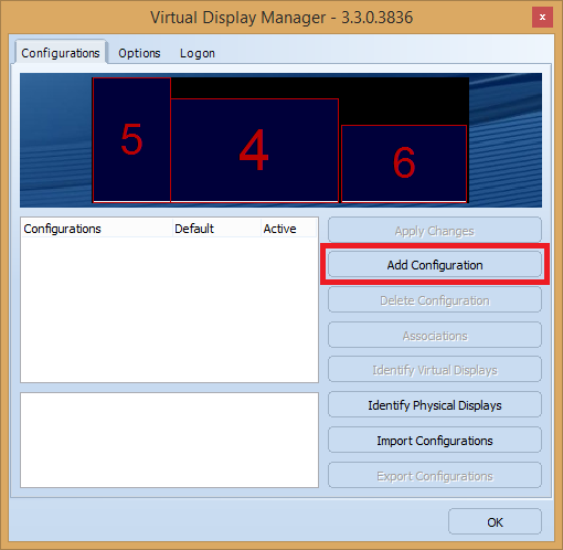 VDM Configuration Screen