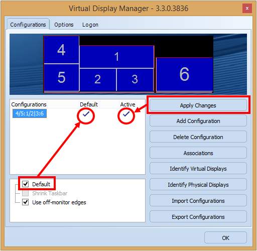 Example of VDM configuration – default and active states are set