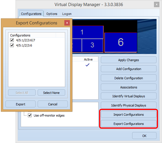 “Save current configuration” dialog