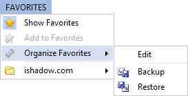 Favorites menu